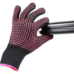 Aft90 2 Pcs Professional Heat Resistant Glove For Hair Styling Heat Blocking Gloves For Curling, Flat Iron And Hair Styling Tools, Silicone Bump, Pin