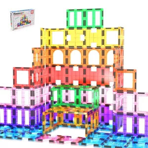 Picassotiles 42 Pcs Magnetic Tile Building Block Set With Unique See-Through Shapes Constructing Different Type Of Building Playset Educational Stem