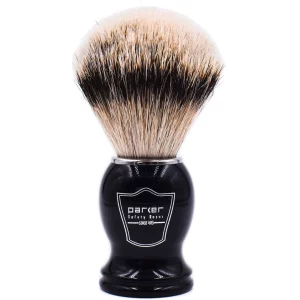 ParkerS 100% Silvertip Badger Bristle Shave Brush Brush Stand Included (Black Handle)