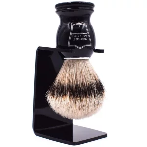 ParkerS 100% Silvertip Badger Bristle Shave Brush Brush Stand Included (Black Handle)