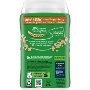 Gerber Organic Single-Grain Oatmeal Baby Cereal, 8 Ounces (Pack of 6)