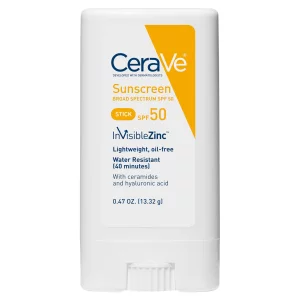 CeraVe Mineral Sunscreen Stick SPF 50 | Broad Spectrum SPF + Hyaluronic Acid + Ceramides | Titanium Dioxide & Zinc Oxide Sunscreen | 100% Mineral Fac