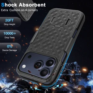 Fingic for iPhone 17 Pro Max Case,iPhone 17 Pro Max Belt Clip Holster Case Slim Combo Shell with Kickstand Swivel Holster Rugged Shockproof Antiscrat