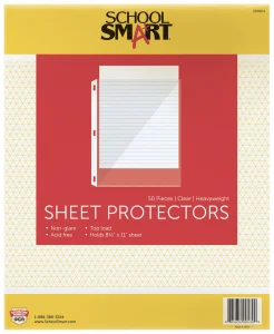 School Smart Top Load Heavyweight Polypropylene Non Glare Sheet Protectors - Pack of 50 - Clear - 084904