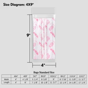 Mat Board Center 4x9 Inches Clear Resealable Plastic Sleeves, 200 Pcs Self Sealing Polypropylene Bags for 4x9 Prints, Photos, Cards