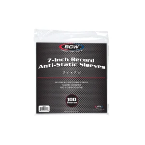 BCW Anti-Static Polypropylene 7-inch Record Inner Sleeve - 100 Count | Acid-Free Protection for Vinyl Scratch, Scuff & Dust Prevention for Vintage Re