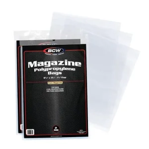 BCW Thick Magazine Bags - Pack of 200 | Acid-Free, Clear Polypropylene Sleeves for Archival-Quality Storage of Collectible Magazines | Protect and Sh