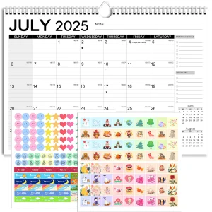 Calendar 2026, Anti Ink Bleed, Durable Thick Paper, Large days Blocks, Wall Calendar 18 Months with Stickers, 17