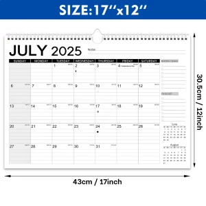 Calendar 2026, Anti Ink Bleed, Durable Thick Paper, Large days Blocks, Wall Calendar 18 Months with Stickers, 17