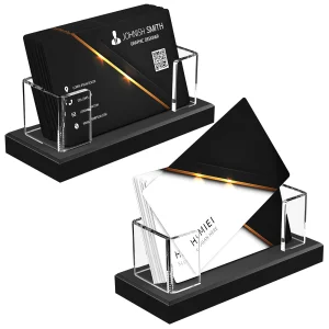 HIIMIEI Business Card Holder Acrylic: 2 Pack Business Card Display for Desk - Clear Business Card Stand for Office Reception Event Conference Room De