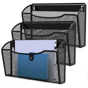 MINDEPOT Wall File Organizer,Hanging Wall Mounted File Folder Binder Holder Mail Organizer for Office,Home and School Supplies