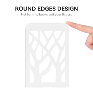 Book Ends for Shelves and Heavy Books - Metal White Bookends 1 Pair - Home Decorative Shelf Holder, Supports, and Stoppers