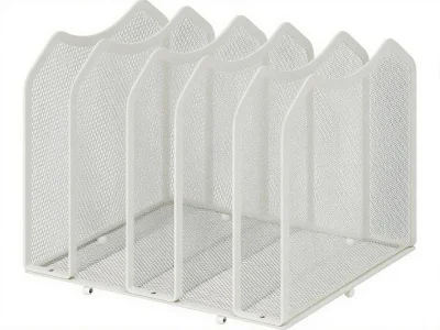 Simple Trending Mesh Desktop File Sorter Organizer, 5-Section Bookshelf for Desk Home Office, White