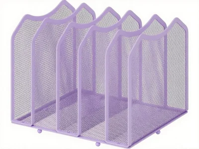 Simple Trending Mesh Desktop File Sorter Organizer, 5-Section Bookshelf for Desk Home Office, Purple