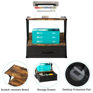 aboxoo Printer Stand for Desk with Storage Drawer, 2 Tier Desktop Or UnderDesk Shelf, Multi-Purpose Desk Organizer for Home Office, fit Fax Machine/3