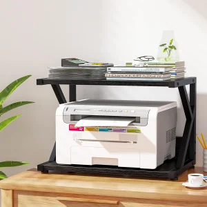 aboxoo Desktop Printer Stand with 2 Tier Wood Storage Shelves,Under Desk Printer Table,Multi-Purpose Home Office Desk Organizer for Fax Machine, Scan