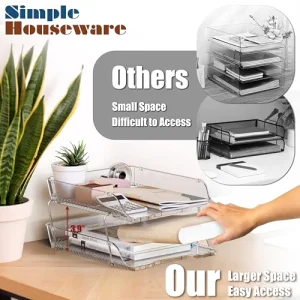 Simple Houseware 2-Tier Clear Stackable Letter Tray Organizer 