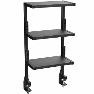 VIVO Clamp-on 13 inch Above or Below Desk 3-Tier Shelving Unit for Table Accessories, Gaming Devices, and More, Storage Tray, Desktop Organizer, Blac