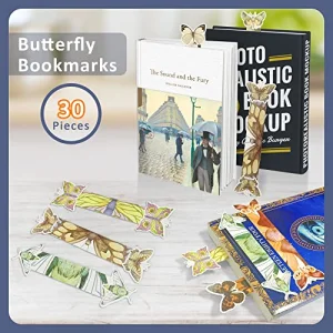 Wocoxo Natural Style Paper Bookmarks, 30 Pcs Cute Butterfly Bookmark Perfect for Any Book, Practical Students Reading Office Stationery Supplies (But