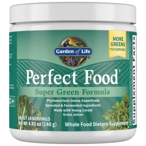 Garden of Life Perfect Food Super Green Formula - 14 Servings | 45 Superfoods, Greens, Fruit & Veggie Juice Superfood Powder Supplement, Probiotics &
