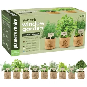 Planters' Choice 9 Herb Indoor Window Garden Kit - House Plants Seeds - Best Unique Christmas Gift Ideas for Women, Mom, Friend, Her, Birthday, House