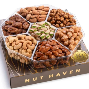 Thanksgiving Nuts Gift Basket - Assortment of Sweet & Roasted Salted Gourmet Nuts - Assorted Food Gift Box for Christmas, Holiday, Family, Sympathy, 