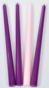 Christmas Advent Candle Set (Set of 4) - Made in The U.S.A. - 10 Inch Wax Taper Candles - 3 Purples Candles & 1 Pink Candle