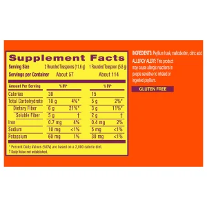 Metamucil Fiber, 4-in-1 Psyllium Fiber Supplement, Sugar Free Powder, Unflavored Drink, 114 Servings (Packaging May Vary)