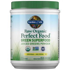 Garden of Life Raw Organic Perfect Food Green Superfood Juiced Greens Powder - Original Stevia-Free, 30 Servings, Non-GMO, Gluten Free Whole Food Die