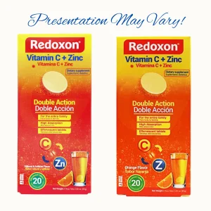 Redoxon Vitamin C + Zinc, Effervescent Tablets of Vitamin C and Zinc, Helps Support Your Immune System, Orange Flavor, 20 Effervescent Tablets, 2.82