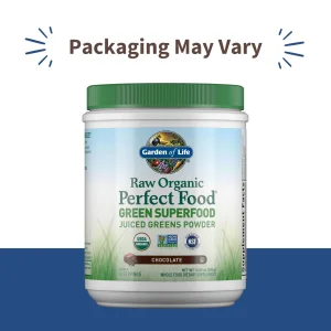 Garden of Life Raw Organic Perfect Food Green Superfood Juiced Greens Powder - Chocolate, 30 Servings - Non-GMO, Gluten Free, Vegan Whole Food Dietar
