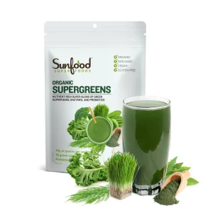 Sunfood Supergreens - Greens Superfood Powder, Super Greens Powder, Organic Greens Blend, Daily Green Juice Powder, Vegetable Smoothie Drink Mix for