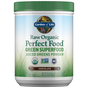 Garden of Life Raw Organic Perfect Food Green Superfood Juiced Greens Powder - Chocolate, 60 Servings, Non-GMO, Gluten Free, Vegan Whole Food Dietary