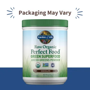 Garden of Life Raw Organic Perfect Food Green Superfood Juiced Greens Powder - Chocolate, 60 Servings, Non-GMO, Gluten Free, Vegan Whole Food Dietary