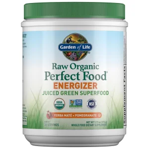 Garden of Life Raw Organic Perfect Food Energizer Juiced Green Superfood Powder - Yerba Mate Pomegranate, 30 Servings, Green Superfood Powder & Probi
