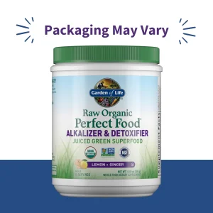 Garden of Life Raw Organic Perfect Food Alkalizer & Detoxifier Juiced Greens Superfood Powder - Lemon Ginger, 30 Servings - Non-GMO, Gluten Free Whol