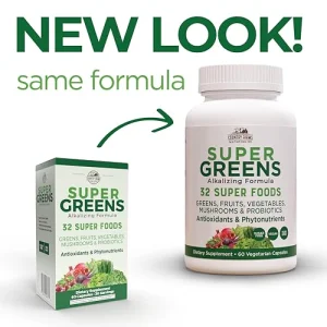 COUNTRY FARMS Super Greens Vegicaps, 32 Super Foods, Whole Food Supplement, Greens, Fruit, Vegetables, Mushrooms & Probiotics, Rich in Antioxidants &