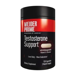 Weider Prime Testosterone Support - Men's Nutrition - Enriched with Vitamins & Minerals - with Ashwagandha, Chromax Chromium, Bioperine & Zinc - Glut