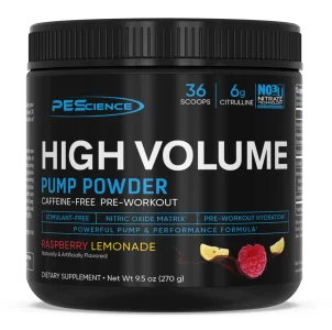 PEScience High Volume Stim-Free Pre Workout, Nitric Oxide Booster with L Citrulline & L Arginine Nitrate, Non-Stim Preworkout for Men and Women, 36 S
