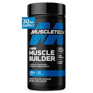 Muscletech Nitric Oxide Supplements for Men & Women, Muscle Builder (30 Capsules) - Nitric Oxide Booster Supplement Supports Muscle Gain & Performanc