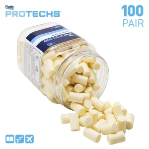 Flents Protechs Foam Ear Plugs, 100 Pair, Ideal for Sleeping, Snoring, Shooting, Working, Loud Noise, Traveling, Concerts, Construction & Studying, D