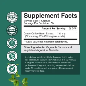 Green Coffee Bean Extract for Weight Loss - Natural Appetite Suppressant for Weight Loss for Women - Herbal Fat Burners for Women and Men for Weight