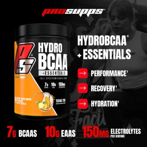 PROSUPPS HydroBCAA Essential Amino Acids Powder, Texas Tea - Workout Supplement with BCAA, EAAs & Electrolytes for Hydration & Recovery - Stimulant-F