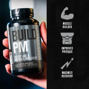 Jacked Factory Build PM Night Time Muscle Builder & Sleep Aid - Post Workout Recovery & Sleep Support Supplement w/VitaCherry Tart Cherry, Ashwagandh
