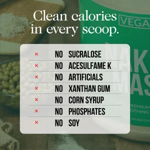 NAKED Vegan Mass - Vanilla Vegan Weight Gainer - 1,230 Calories, Non-GMO, Soy & Gluten Free, No Artificial Ingredients - 8LB Bulk - 11 Servings