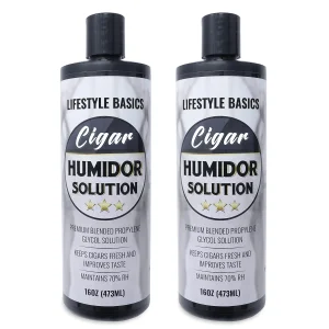 Humidor Solution 16 oz (2-Pack) - Humidifier Liquid - Premium Propylene Glycol PG Solution Formula - 70% RH - Safe and Non-Toxic