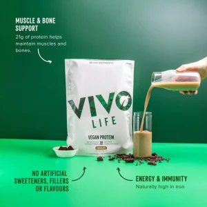 VIVO Vegan Protein Powder - 0.7 oz of Plant-Based Protein per Scoop, 30 Servings (33.8 oz) (Dark Chocolate)