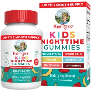 MaryRuth Organics Kids Nighttime Gummies | Sugar Free | NO Melatonin with L Theanine, Lemon Balm, Chamomile, Vitamin B6 | Relaxation Support for Kids
