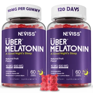 Melatonin Gummies 10mg 20mg for Adults, Melatonin 10 mg per Gummy with Ashwagandha, Magnesium Glycinate, GABA, L-theanine, Valerian Root & Lemon Balm