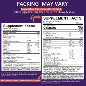 Melatonin Gummies 10mg 20mg for Adults, Melatonin 10 mg per Gummy with Ashwagandha, Magnesium Glycinate, GABA, L-theanine, Valerian Root & Lemon Balm